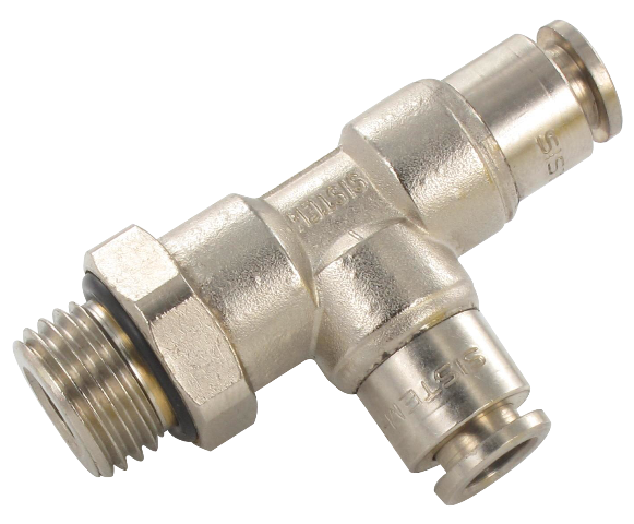 T push-in fitting male swivel BSP cylindrical brass nickel-plated 1/2-12 Pneumatic push-in fittings