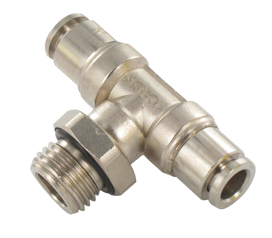 T push-in fitting male swivel metric brass nickel-plated M5-4 Pneumatic push-in fittings