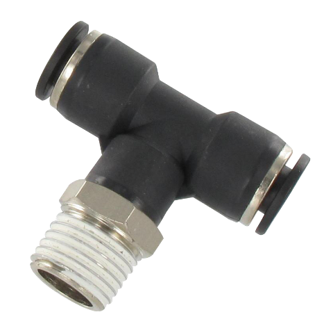 T push-in fitting male swivel BSP tapered in resin T4-1/4