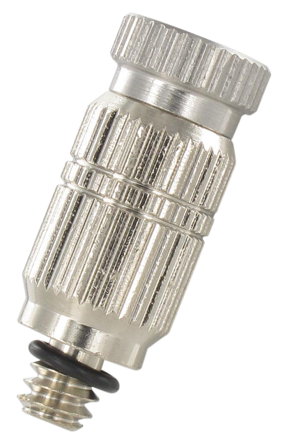 UNC threaded misting nozzles in nickel-plated brass